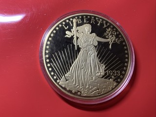 Gigant Medaille 2003 PP/vergoldet 100 mm 376 g Liberty Gold Eagle von 1933 (206