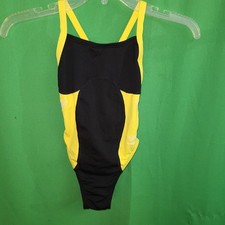 2996 NWOT SPEEDO 22 or 6 girls black yellow ENDURANCE swimsuit one piece 22