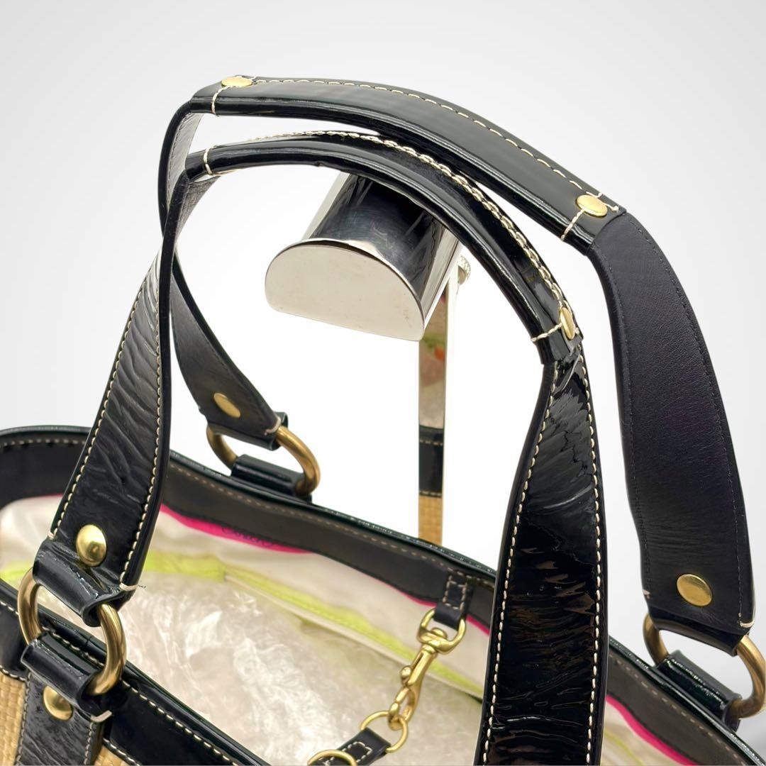 Coach Soho Straw Bag Black Vintage Rare Authentic image 5
