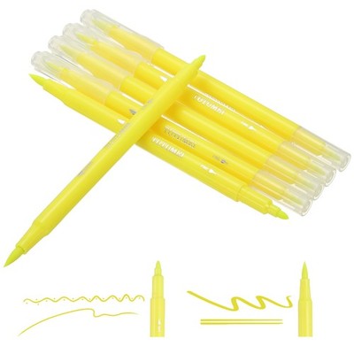 Dual Brush Markers, Light Yellow Fine and Brush Tip Pen for Coloring, 6 Pcs