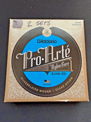 TWO Sets EJ46-3D Pro-Arté Hard Tension Nylon Guitar Strings