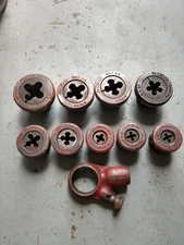 Lot of 9 Ridgid 00-R B Bolt Threader Dies 5/16, 3/8, 7/16, 1/2, 9/16, 3/4, 7/8 1