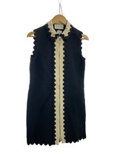 GUCCI Silk Blend Ruffle Zip Dress 424800 ZGM85 40 Black
