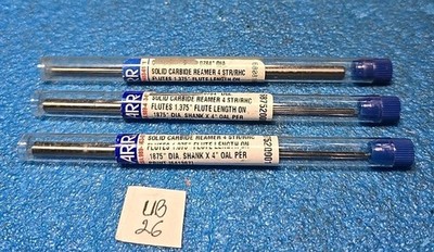 GARR     .0784'' DIA. SOLID CARBIDE REAMER 4 STR/RHC FLUTES 1.375''     3 PCS 