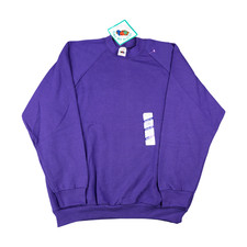 Vintage 90s Fruit of the Loom Sweatshirt NOS Deadstock Purple Blank Raglan USA L