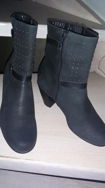 Women Ecco Ankle Boots Black Nubuck 39 #3Q6H