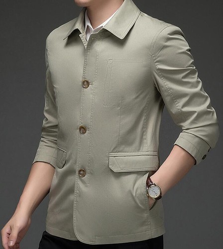 Chaqueta de trabajo informal de negocios para hombre solapa de algodón abrigos de un solo pecho primavera otoño - Imagen 6 de 15
