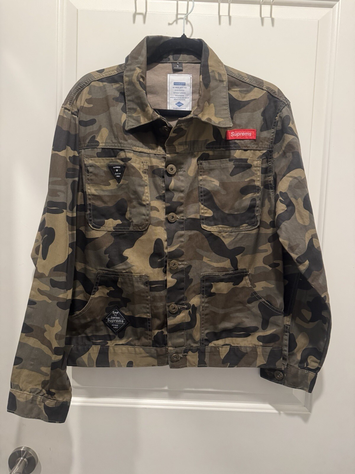 Supreme Men's Army Green Denim Jacket Size S