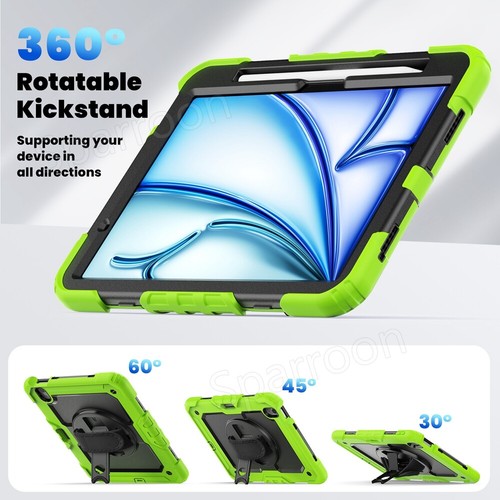 For iPad Air 11 13 Inch M3/M2 Heavy Duty Full Body Case Stand Cover with Strap - Picture 105 of 152