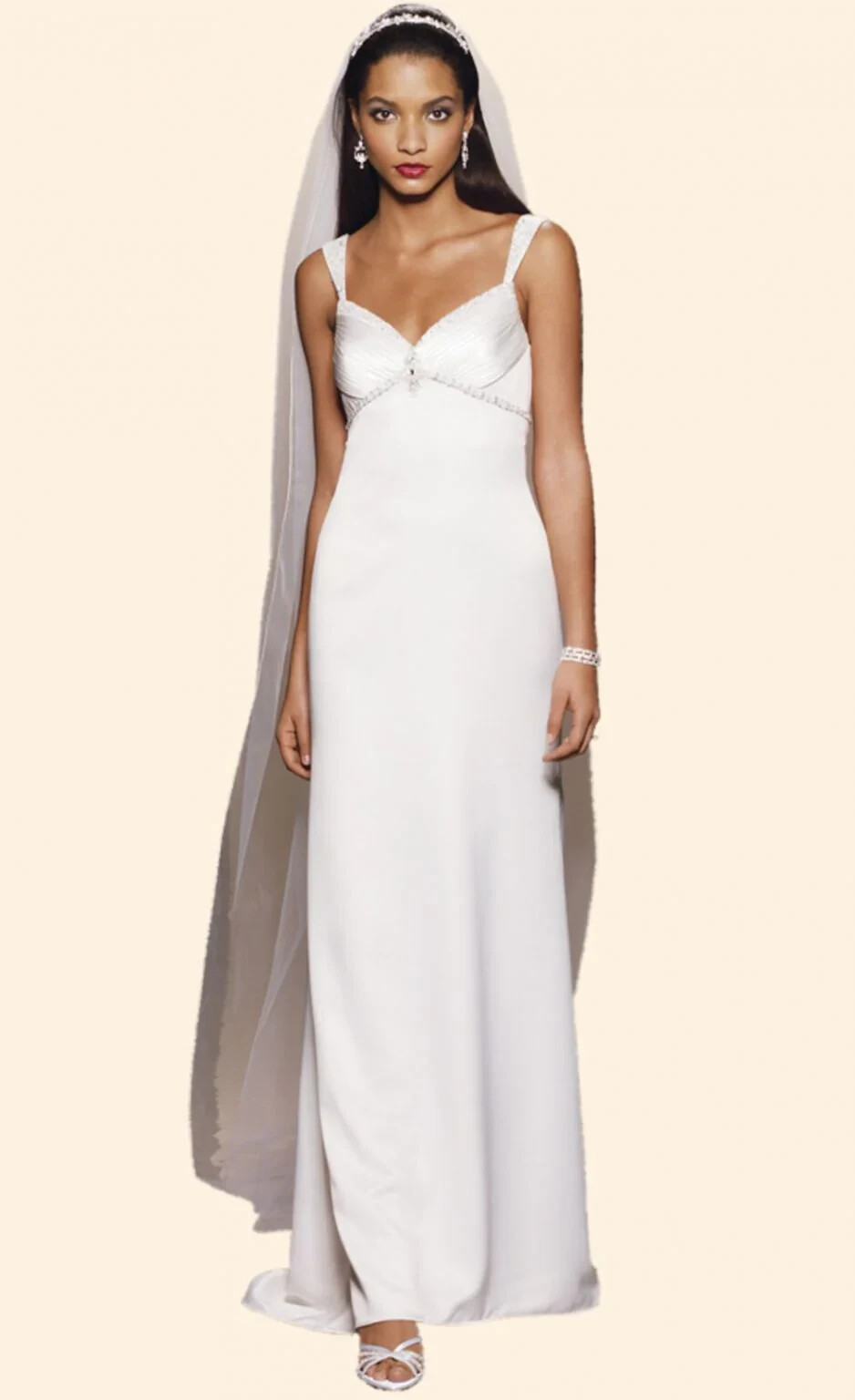 Galina Signature Wedding Dress VC9837 White Beaded Size 8 Free Shipping