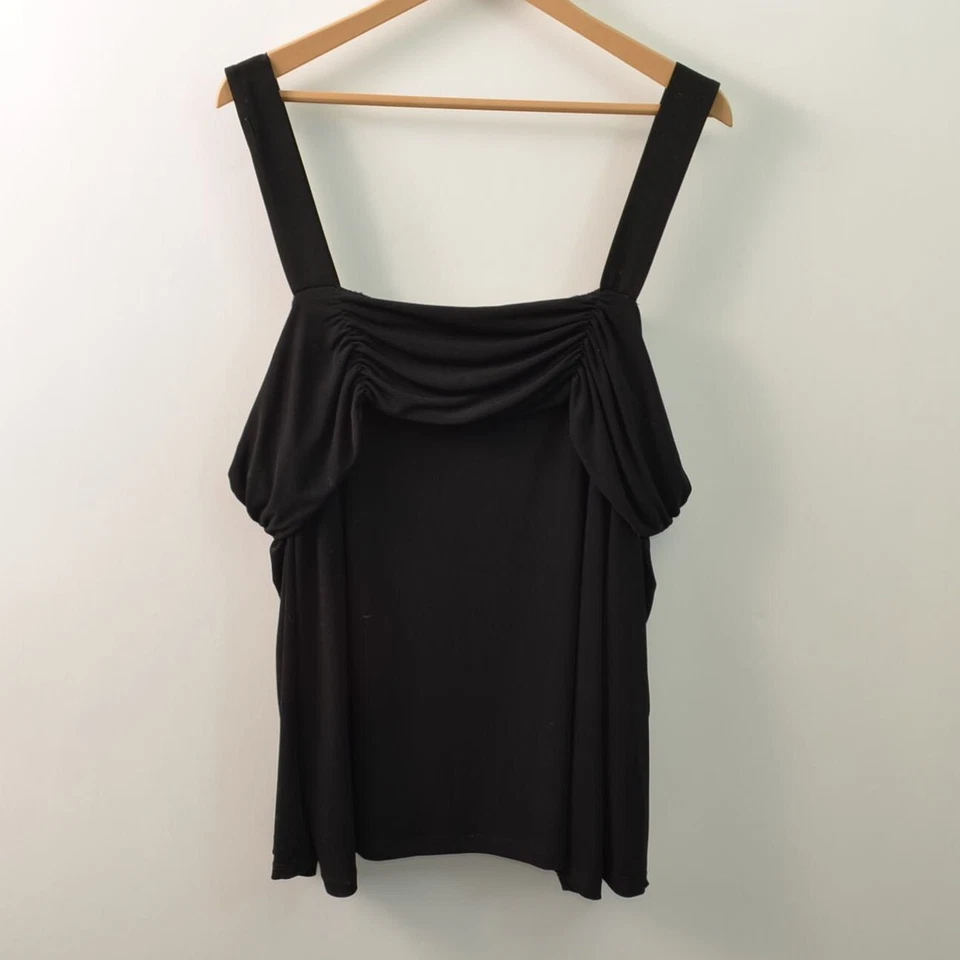Susan Graver Blouse Womens 2X Black Stretch Polyester Cold Shoulder - Image 2 of 4