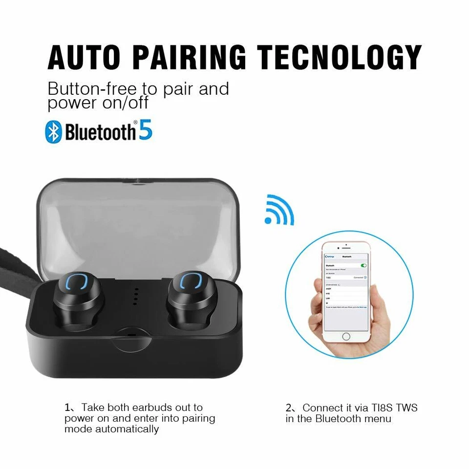 Bluetooth Earbuds Wireless 5.0 TWS Headset Mini Earphones iPhone Android Samsung - Image 2 of 4