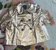 Gryphon Coated Rose Gold Linen Cropped Double Breasted Jacket M