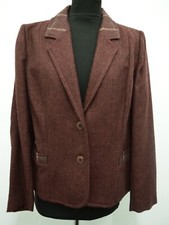 Jt1174 Wurmser By Maurice Henri Women's Burgundy Tweed Blazer Size 12/14 Uk