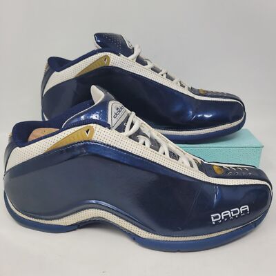 DADA SUPREME BLUE GOLD LEATHER SNEAKERS SHOES MENS Sz 9 EU 42.5 Basketball High