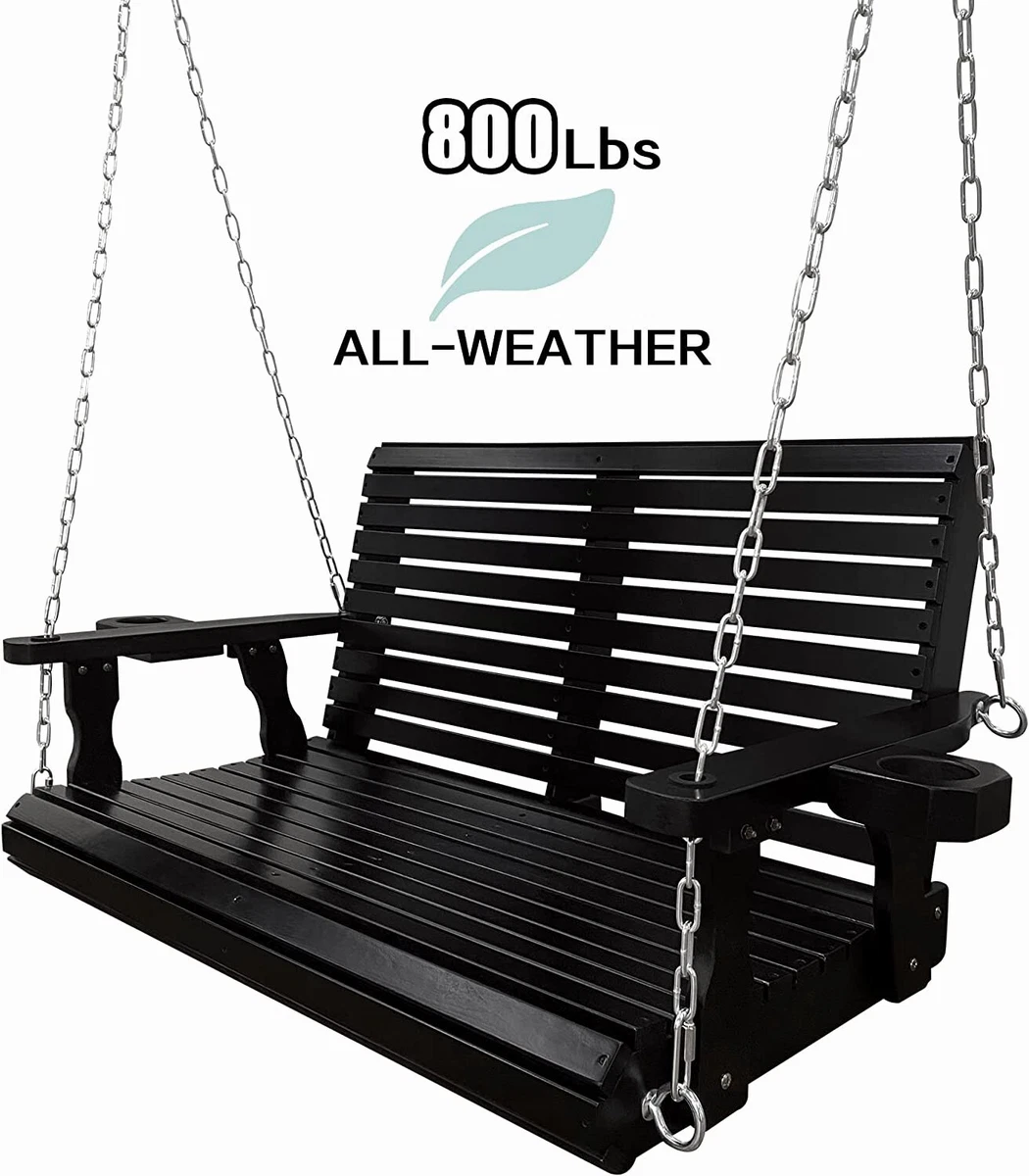 Black wooden 2024 porch swing