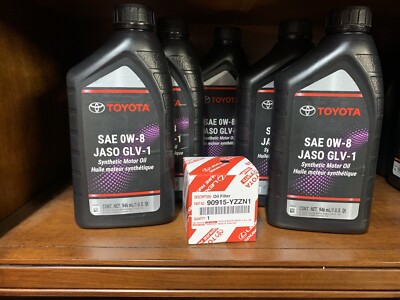 Toyota SAE 0W-8 Synthetic Oil JASO GLV-1 Quart - PACK 5, 90915-YZZN1 Oil Filter