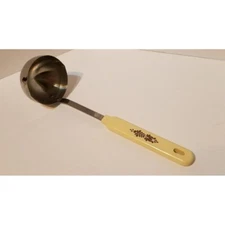 Robinson Knife Co Soup Ladle Spouts Stainless Steel Tan Brown Handle Vintage 11"