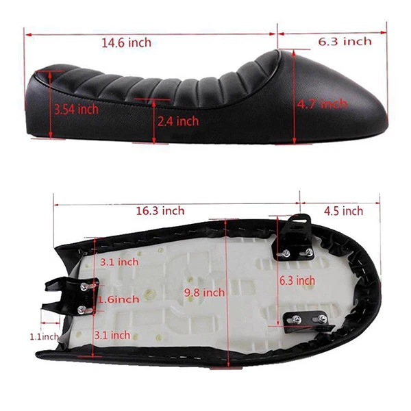 For Suzuki GS 125 450 550 850 Motorcycle Cafe Racer Seat Retro Leather Saddle US - Image 3 of 4