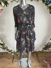 JOULES Jade Womens Dress Size 10 Navy Botanical Floral Stripe Jersey NEW PC66