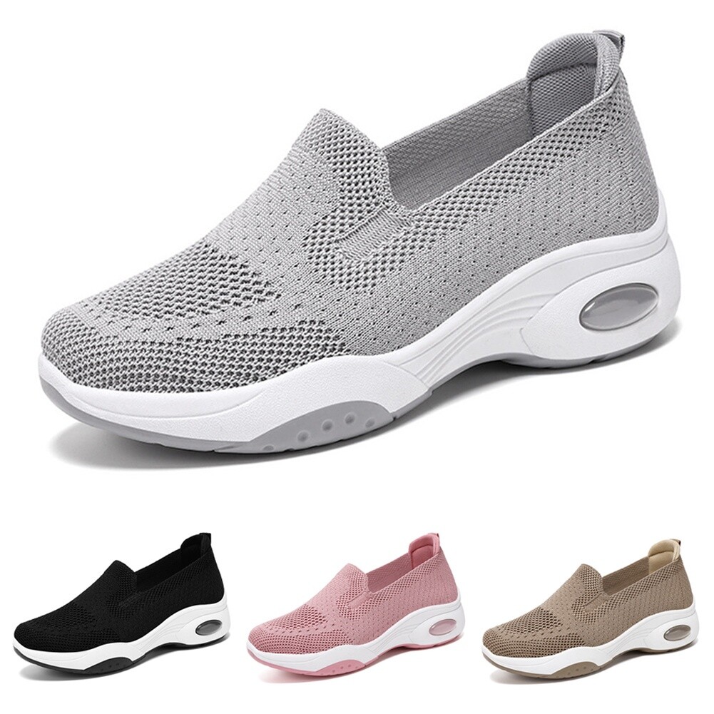 Damen Turnschuhe Bequem Slip on Sneakers Mesh Luftpolster Freizeitschuhe Outdoor