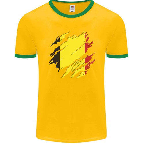 Desgarrado Belfa Bandera Bélgica Día Fútbol Hombre Ringer Camiseta Fotl - Imagen 5 de 36