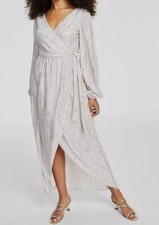 Guess Womens Ivory Metallic Faux Wrap Maxi Dress Size 4