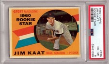 Jim Kaat 1960 Topps Baseball Rookie Star Card (RC) #136- PSA Graded 6 EX-MT