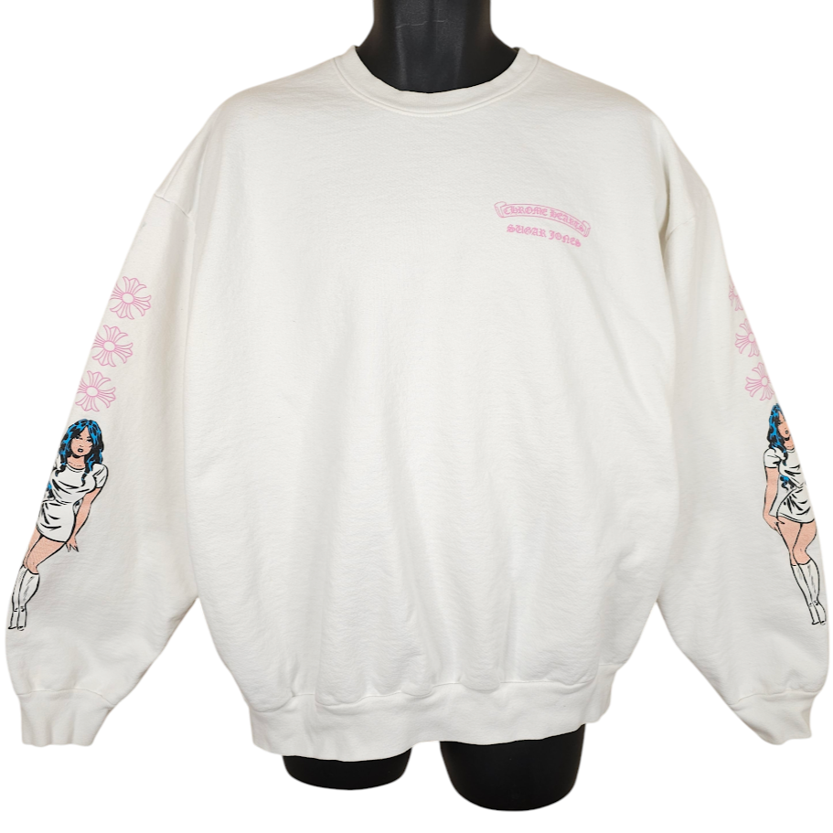 Chrome Hearts Sweatshirt Mens Size XL White Sugar Jones Crew Chrome Hearts Sweatshirt Mens Size XL White Sugar Jones Crew