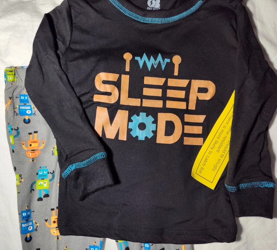 Conjunto de pijama de 3 piezas de robot modo sueño 2T para niños pequeños pantalón manga larga calcetines suaves Foto 2 de 3