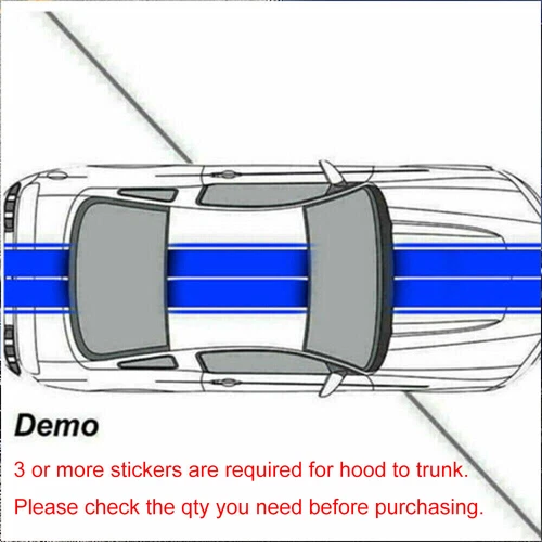 78'' Blue Hood Roof Rally Racing Stripe Decal Vinyl Sticker For Ford Mustang - Picture 6 of 6
