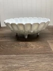 Vintage Indiana Milk Glass Bowl White Oval Footed Fruit Garland Pattern 12" x 8"