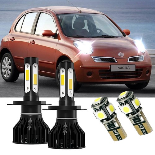 For Nissan Micra K12 4X Super 6000K Xenon High/Low/Side LED Headlight Bulbs Set eBay