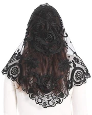 Chapel Mass Veil Catholic Church Religious Orthodox Mantilla Funeral Mourning...