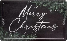 Anti-Fatigue PVC Kitchen Floor Mat (18"x30") MERRY CHRISTMAS LEAVES ON BLACK, HL