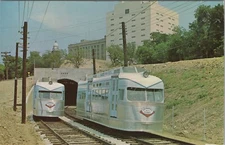Skyhigh Fort Worth TX M & O Private Subway Leonards Department postcard G594