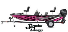 Pink White Angled Tech Style Design Wrap Fishing Bass Boat Vinyl Decal USA