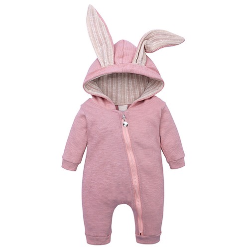 Infant Baby Boys Girls Zipper Hooded Long Rabbit Ear Long Sleeve Jumpsuit Romper - Picture 21 of 25