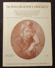 1954 THE BALLAD OF DAVY CROCKETT Sheet Music VG 4.0 Fess Parker 6pgs