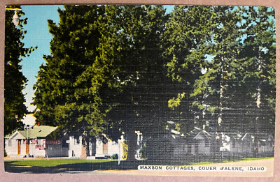 Court d Alene Idaho Maxson Cottages Vintage Postcard c1940
