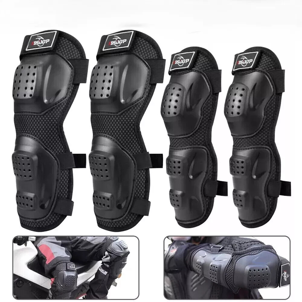 Ensemble genouillères coudières moto tout-terrain équipement de course quad 4 pièces