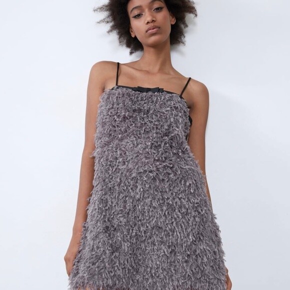 short grey party dress Grey Feathered Short Wedding Party Dress - Layered Tulle Dress