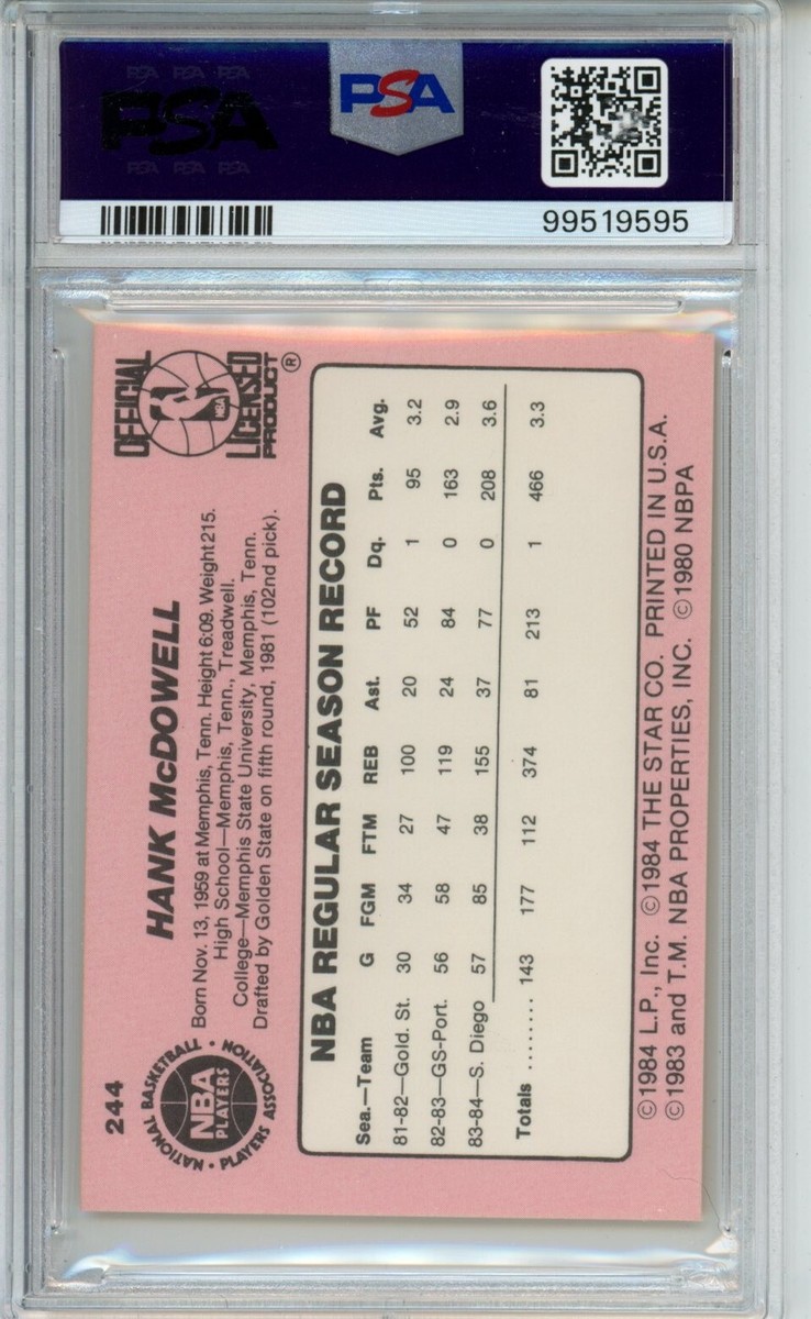 1984 STAR #244 HANK MCDOWELL PSA 7 NM WITH MINT CORNERS