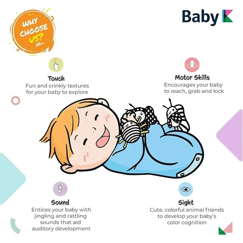 Baby Rattle Socks & Wrist Toys (Set E) - Newborn Toys for Baby Boy or Girl - Bra - Picture 5 of 5