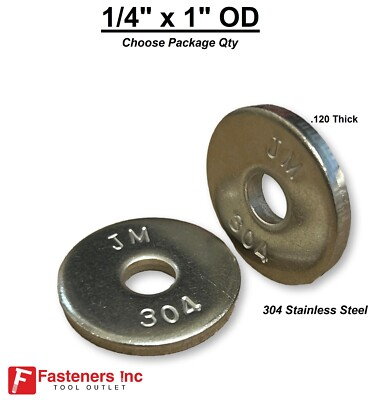 #ad 1 4quot; x 1quot; OD Stainless Steel Extra Thick Heavy Fender Washer .120 Thickness $157.49