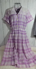 Nelly Don Sailor Collar Purple Plaid 50's Dress