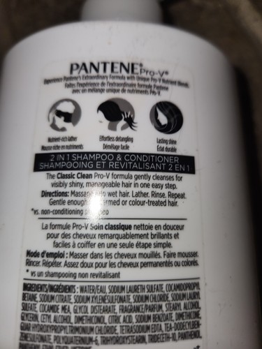 Lotto 2 shampoo e balsamo Pantene Pro-V Classic Clean 2 in 1 25 fl oz - Foto 2 di 3