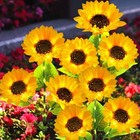 1x Solar Garden Lights with 3-Heads / 1-Head Sunflower Lights Auto ON/Off