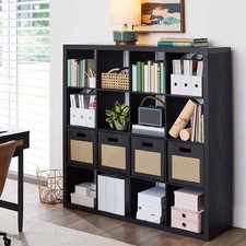16-Cube Storage Organizer Bookcase Display Compartment Open Back Home Office