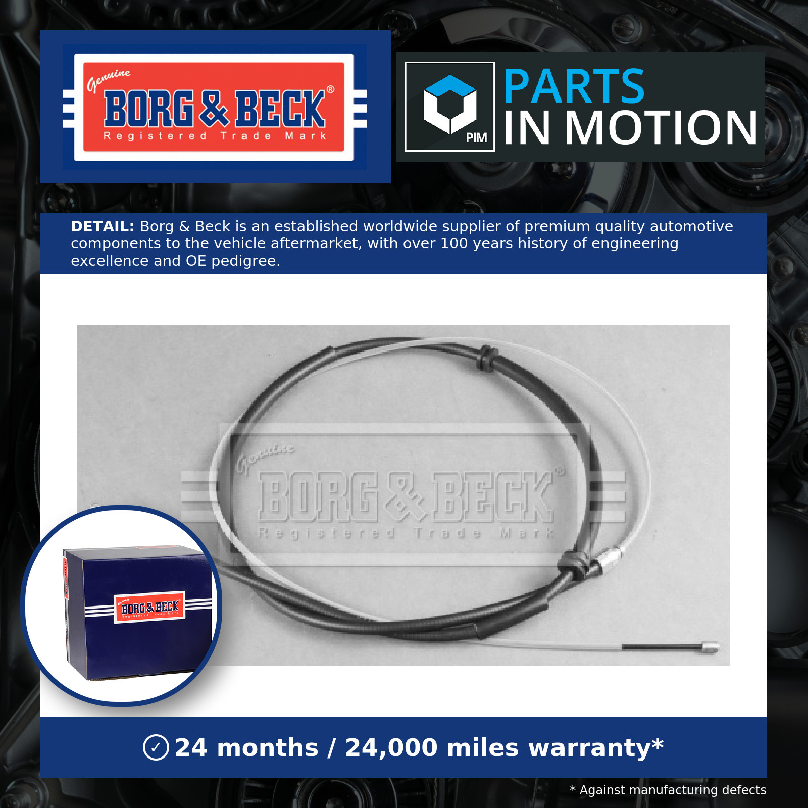Handbrake Cable Rear Left or Right BKB3792 Borg & Beck Hand Brake Parking New
